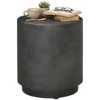HOMCOM Terrazzo Finish Side Table, 17" Round End Table for Indoor and Outdoor, Charcoal Grey(m-2)