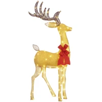 Outsunny Light Up Reindeer Yard Decoration, Lighted Deer Christmas Decoration with LED Lights for Indoor, Outdoor, Lawn, Gold(m-9)