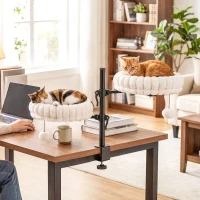 PawHut Cat Desk Bed for Indoor, Cat Hammock with 2 Removable Beds, 2 Hanging Balls for Desk, Windows, Holds Up to 24 lbs, White(m-10)