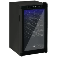 HOMCOM 33 Bottle Wine Cooler, Mini Beverage Fridge, Freestanding Wine Cellar with Digital Temperature Control, 6 Removable Shelves, Glass Door, Alarm Function and LED Lighting, Black(m-2)