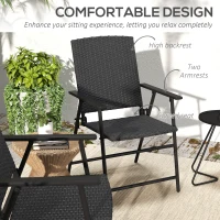 Outsunny Outdoor Wicker Dining Chair Set of 2 with Steel Frame Black(m-5)