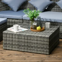 Outsunny Convertible Rattan Daybed Sectional, Light Grey(m-7)