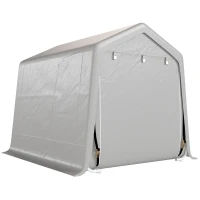 Outsunny 9.2' x 7.9' Garden Storage Tent, Patio Storage Shelter w/ Metal Frame and Double Zipper Doors, Light Grey(m-2)