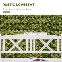 Outsunny 2-Seater Wooden Garden Bench, 4FT Outdoor Patio Loveseat with Unique X-Shape Back for Yard, Lawn, Porch, White(m-4)