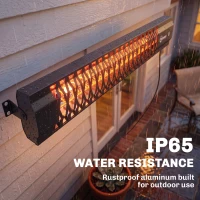Outsunny 1500 W Electric Patio Heater, Wall Mounted IP65 Waterproof Outdoor Infrared Heater with Touch/Remote Control, Black(m-6)