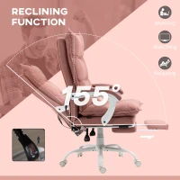 Vinsetto Executive Massage Office Chair with 6 Vibration Points, Microfiber Computer Desk Chair, Heated Reclining Chair with Footrest, Armrest, Double Padding, Pink(m-7)