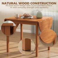 HOMCOM 55" Wood Kitchen Table, Drop Leaf Tables for Small Spaces, Walnut(m-6)