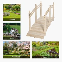 Outsunny Wooden Arch Garden Bridge, Safety Rails for Backyard Ponds, Creeks, Streams, 7.5' , Natural(m-7)