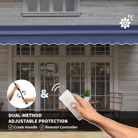 Outsunny 15' x 10' Electric Retractable Awning with Remote Controller, All Aluminum Frame Patio Awning, UV30+ Protection, Blue(m-4)