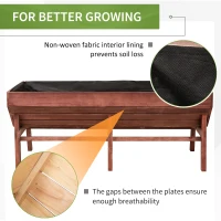Outsunny 70" Raised Garden Bed, Wooden Planter Box with Funnel Design, High Weight Capacity and Non-Woven Fabric, Large Growing Space and Great Breathability, Brown(m-5)