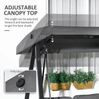 Outsunny 2-Seater Outdoor Porch Swing with Adjustable Canopy, Patio Swing Chair for Garden, Poolside, Backyard, Dark Gray(m-4)
