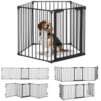 PawHut Foldable Dog Playpen Indoor for Small Medium Dogs with Door, for Stairway, Doorway, Hallway, Black(m-9)