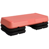 Soozier Adjustable Aerobic Stepper, 3-Level Exercise Step Platform with Risers 4", 6", 8", for Home Gym Fitness Workout, 330lbs Weight Capacity, Red(m-13)