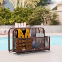 Outsunny Pool Float Storage, Pool Caddy, with Wheels, 43.25" L x 22.5" W x 28" H, Brown(m-9)