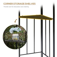 Outsunny 10' x 10' Patio Gazebo with Corner Shelves, Outdoor Gazebo Canopy Shelter with Netting, and Vented Roof, for Garden, Lawn, Backyard and Deck(m-6)