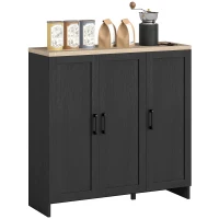 HOMCOM Modern Sideboard Buffet Cabinet, Modern Kitchen Storage Cabinet with 3 Doors Adjustable Shelves, for Dining Room, Black(m-9)