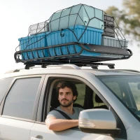 Soozier Roof Rack Cargo Carrier Basket, 150LBS Heavy Duty Roof Basket, 46" x 36" x 4.5" Rooftop Cargo Carrier for SUV, Truck(m-1)