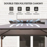 Outsunny 8' x 5' Grill Gazebo, Double Tiered Barbecue Grill Gazebo Shelter with 2 Side Shelves and 10 Hooks for Patio, Garden(m-4)
