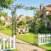 Outsunny Garden Arch, PE-Coated Steel Outdoor Trellis Arbor for Climbing Plants, Wedding Arch, 70.9" x 15.7" x 84.6", Black(m-1)