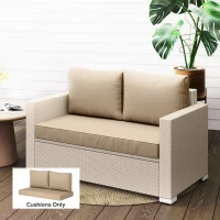Outsunny 2 Seater Outdoor Seat Cushions with Backrest, Loveseat Double Sofa Outdoor Furniture Cushions, Beige(m-8)