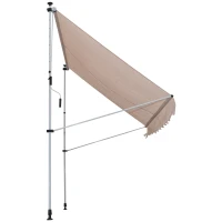 Outsunny 6.6'x5' Manual Retractable Patio Awning Window Door Sun Shade Deck Canopy Shelter Water Resistant UV Protector Beige(m-10)