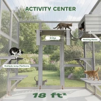 PawHut Catio Outdoor Cat Enclosure, Window Box Wooden Cat House with Bridge Platforms, White(m-5)