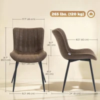 HOMCOM Dining Chairs Set of 4, PU Leather Upholstered Kitchen Chairs with Backrest and Steel Legs for Dining Room, Brown(m-3)