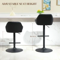 HOMCOM Bar Stools Set of 2, Swivel Counter Height Barstools with Back, Footrest, Armrests, Adjustable Height, Light Grey(m-5)