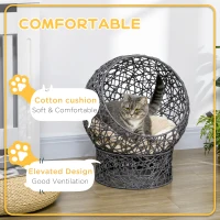 PawHut Rope Weave Cat Bed with Cushion, Stand, for Indoor Cats, Violet(m-4)