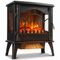 HOMCOM Electric Fireplace 1000W/2000W, Freestanding Heater with Adjustable Thermostat, Overheat Protection, 3D Flame Effect(m-13)
