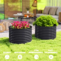 Outsunny Set of 2 Raised Garden Bed, Metal Planter Box with Safety Edging, Easy-to-assemble Stock Tank, Dark Gray(m-7)
