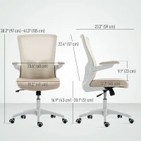 HOMCOM Ergonomic Office Chair, Swivel Desk Chair with Adjustable Lumbar Support and Height, Flip-up Armrests, Wheels, Beige(m-3)