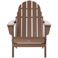 Outsunny Folding Adirondack Chair, HDPE Fire Pit Chair, Weather Resistant Outdoor Chair for Patio, Garden, Backyard, Lawn, Brown(m-11)