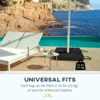 Outsunny 2pc Umbrella Base, Weight Bag, Garden Parasol Weight Base, Filled Sand Fits Most Umbrella w/ Scoop Up 55lbs, Black(m-7)