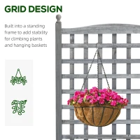 Outsunny Raised Garden Bed with Trellis for Climbing Vines, 25.2" x 11" x 47.2" Wood Planter Box for Garden, Free Standing Flower Bed, Indoor Outdoor Display Rack, Grey(m-4)
