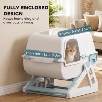 PawHut Cat Litter Box with Lid, Enclosed Cat Litter Box with Deodorization Bag & Drawer Pan, High Sides & Flip-to-Clean(m-5)