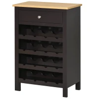 HOMCOM Wine Bar Cabinet, Modern Buffet Cabinet with 16-Bottle Wine Holder and Drawer, Kitchen Storage Cabinet for Living Room, Home Bar, Dark Brown(m-11)