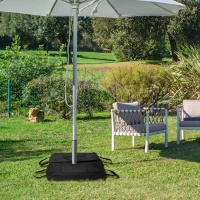Outsunny 2pc Umbrella Base, Weight Bag, Garden Parasol Weight Base, Filled Sand Fits Most Umbrella w/ Scoop Up 55lbs, Black(m-8)