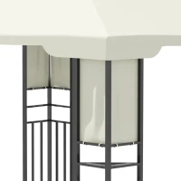 Outsunny 10' X 13' Outdoor Patio Gazebo with Double Vented Roof, Storage Shelves, Steel Frame for Lawn, Backyard and Deck, Cream White(m-7)