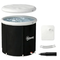 Outsunny Ice Bath Tub for Athletes, 71 Gal Cold Plunge Tub with Cover, Pump, Portable Multiple Layered Inflatable Ice Barrel(m-9)