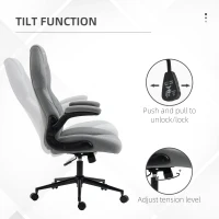 Vinsetto Home Office Chair, Height Adjustable Desk Chair with Flip Up Armrests, Swivel Wheels and Tilt Function, Light Gray(m-5)