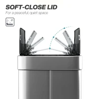 HOMCOM 14.5 Gal (55 L) Sensor Can, Garbage Can with Soft-Close Butterfly Lid, Fingerprint-Proof Stainless Steel, Silver(m-7)