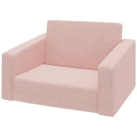 Qaba 2 in 1 Kids Fold Out Chair Convertible Sofa to Lounger w/ Washable Cover for Boys and Girls, Pink(m-1)