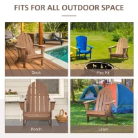 Outsunny Folding Adirondack Chair, HDPE Fire Pit Chair, Weather Resistant Outdoor Chair for Patio, Garden, Backyard, Lawn, Brown(m-8)