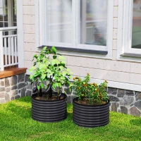 Outsunny Set of 2 Raised Garden Bed, Metal Planter Box with Safety Edging, Easy-to-assemble Stock Tank, Dark Gray(m-8)