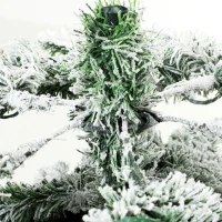 HOMCOM 6ft Prelit Flocked Christmas Tree, Downswept Pencil Hinged Xmas Tree with LED Lights, 8 Modes, Daily Timer, Remote(m-12)