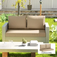 Outsunny 2 Seater Outdoor Seat Cushions with Backrest, Loveseat Double Sofa Outdoor Furniture Cushions, Beige(m-1)