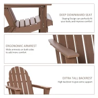 Outsunny Folding Adirondack Chair, HDPE Fire Pit Chair, Weather Resistant Outdoor Chair for Patio, Garden, Backyard, Lawn, Brown(m-5)
