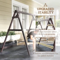 Outsunny Porch Swing Frame, Heavy Duty A-Frame Hanging Chair Stand Only with Reinforced Bars for Porch, Garden, Backyard(m-5)