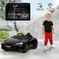 Aosom Licensed Audi RS e-tron GT 12V Ride On Car Truck for Kids, Electric Car Ride On Vehicle w/Parent Remote Control, Music, Lights, for Toddlers, Black(m-3)